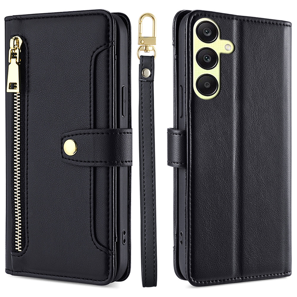 Wallet Case for Samsung Galaxy A25 5G (Global) (161.0 x 76.5 x 8.3mm) Shell Anti-fall Leather Phone Cover - Black
