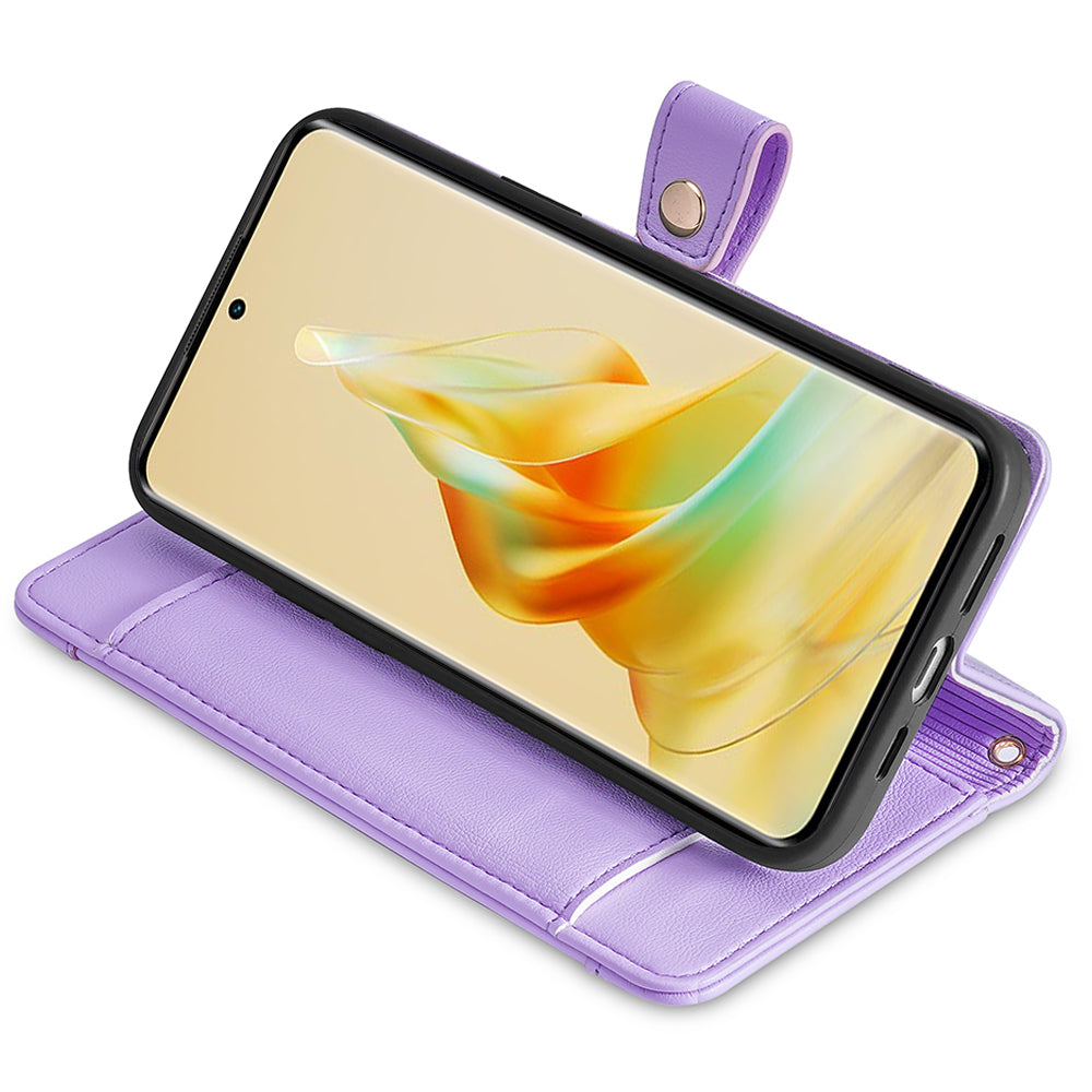 For Oppo A2x 5G / A2m 5G Magnetic Case Crossbody PU Leather+TPU 6 Card Holders Phone Cover - Purple
