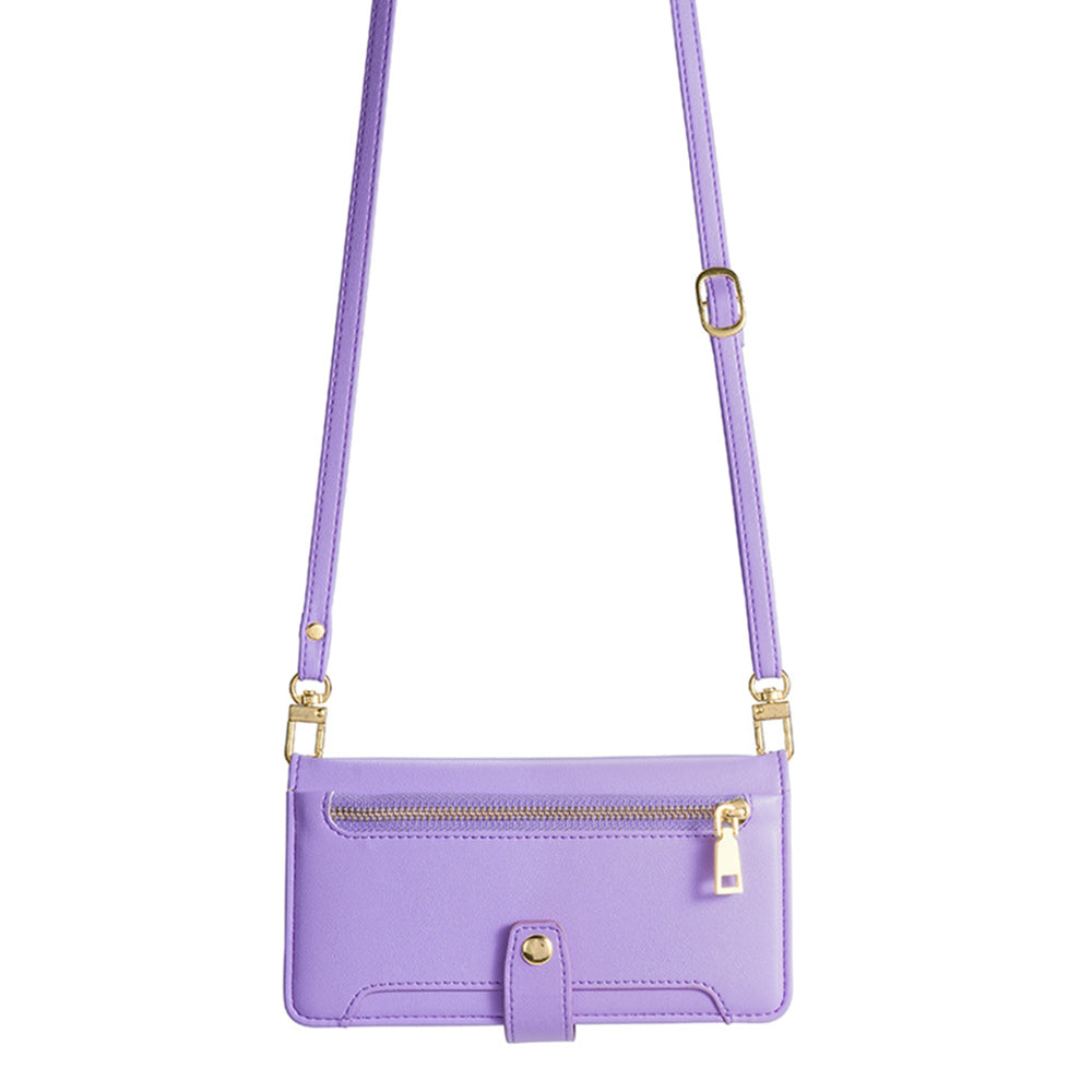 For Oppo A2x 5G / A2m 5G Magnetic Case Crossbody PU Leather+TPU 6 Card Holders Phone Cover - Purple