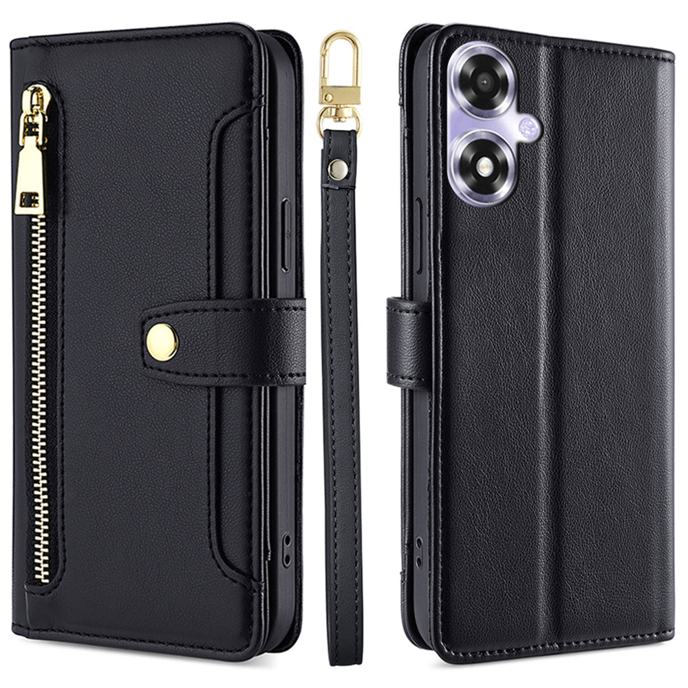 For Oppo A2x 5G / A2m 5G Magnetic Case Crossbody PU Leather+TPU 6 Card Holders Phone Cover - Purple