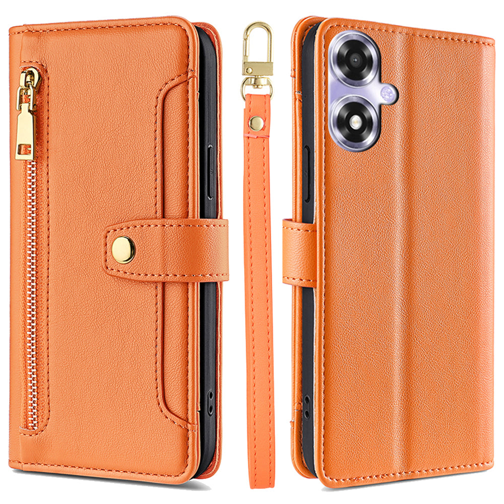 For Oppo A2x 5G / A2m 5G Magnetic Case Crossbody PU Leather+TPU 6 Card Holders Phone Cover - Purple