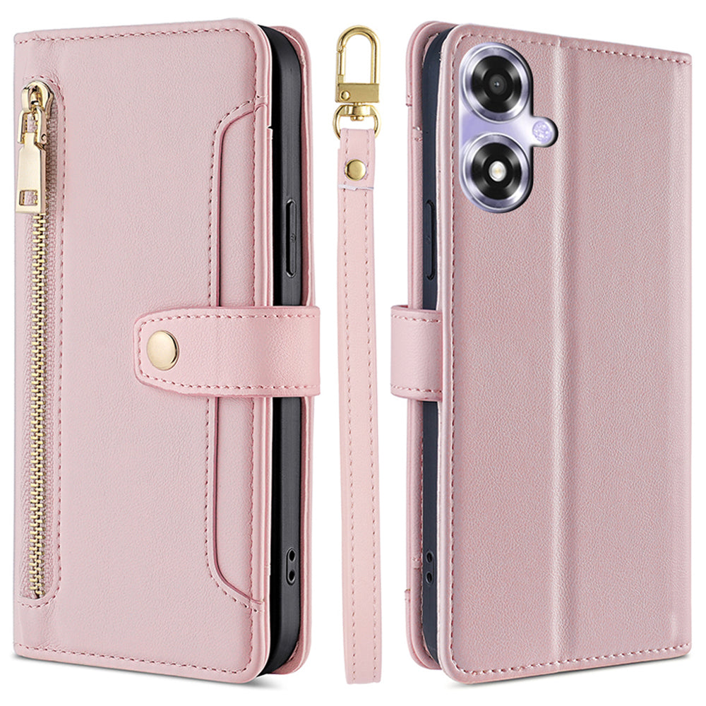 For Oppo A2x 5G / A2m 5G Magnetic Case Crossbody PU Leather+TPU 6 Card Holders Phone Cover - Purple
