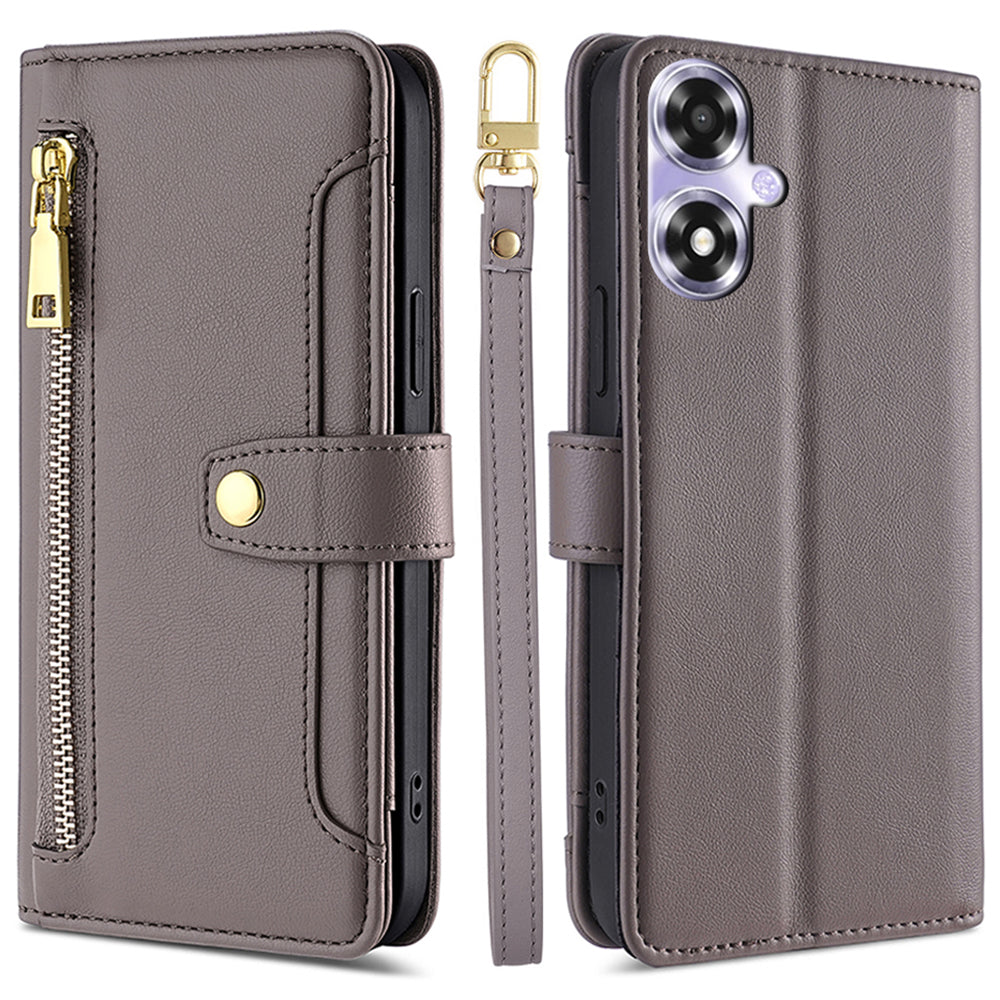 For Oppo A2x 5G / A2m 5G Magnetic Case Crossbody PU Leather+TPU 6 Card Holders Phone Cover - Purple