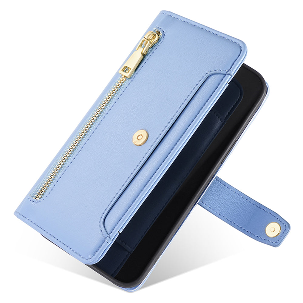 For Honor X50i+ 5G Case Shockproof PU Leather Crossbody Flip Stand Phone Protector - Blue