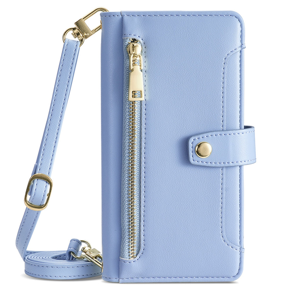 For Honor X50i+ 5G Case Shockproof PU Leather Crossbody Flip Stand Phone Protector - Blue
