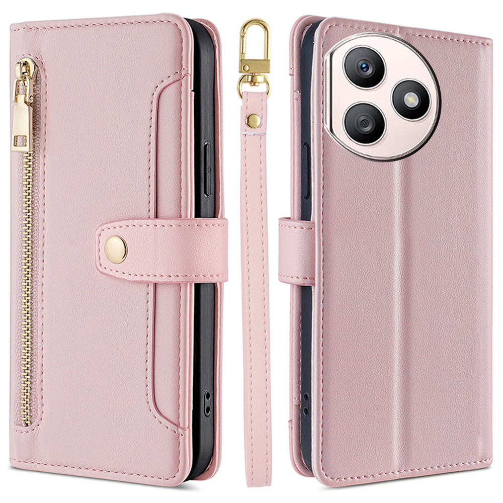 For Honor X50i+ 5G Case Shockproof PU Leather Crossbody Flip Stand Phone Protector - Blue