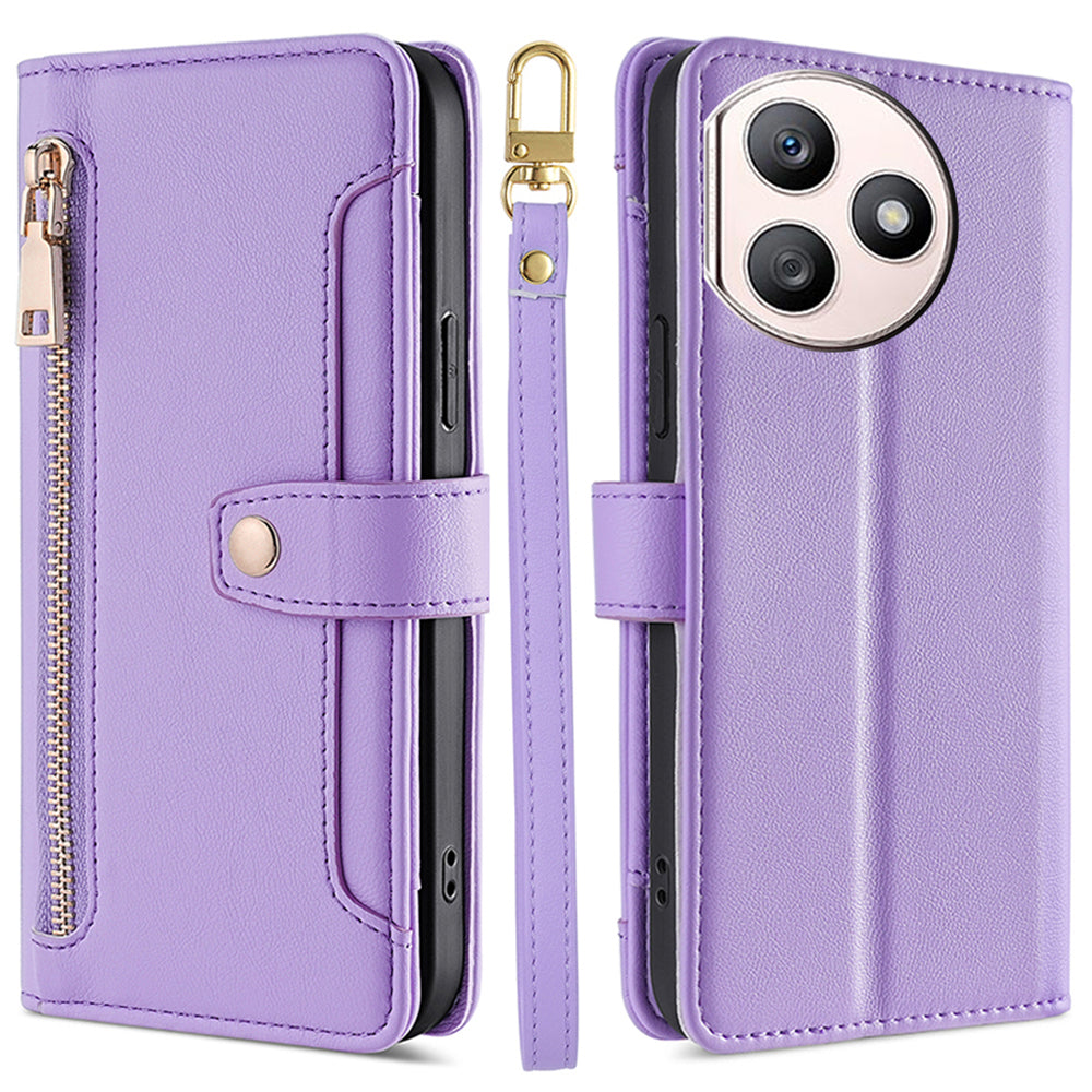 For Honor X50i+ 5G Case Shockproof PU Leather Crossbody Flip Stand Phone Protector - Blue