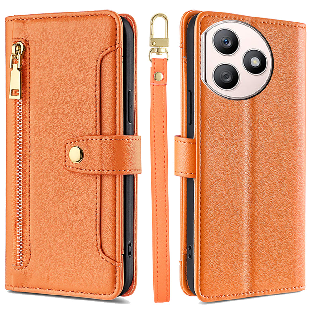 For Honor X50i+ 5G Case Shockproof PU Leather Crossbody Flip Stand Phone Protector - Blue