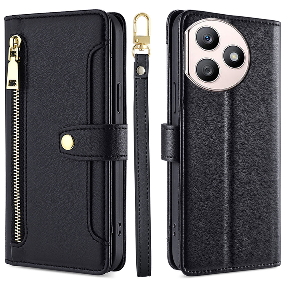 For Honor X50i+ 5G Case Shockproof PU Leather Crossbody Flip Stand Phone Protector - Blue
