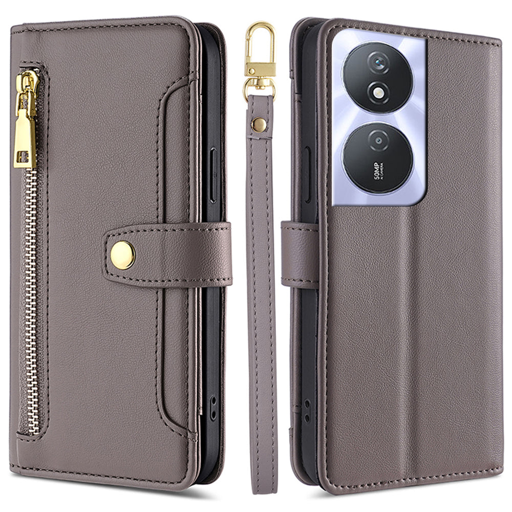 For Honor Play 50 Plus 5G / Play 8T 5G / X7b 4G / 90 Smart Cell Phone Case Zipper Pocket PU Leather Crossbody Cover - Pink