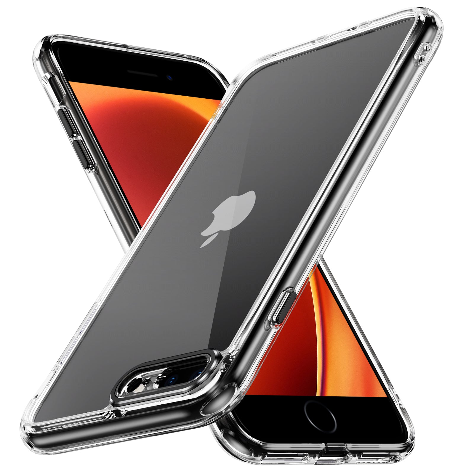 YSM Phone Cover for iPhone 6 Plus / 6s Plus / 7 Plus / 8 Plus Crystal Clear Acrylic+TPU Back Case - Black