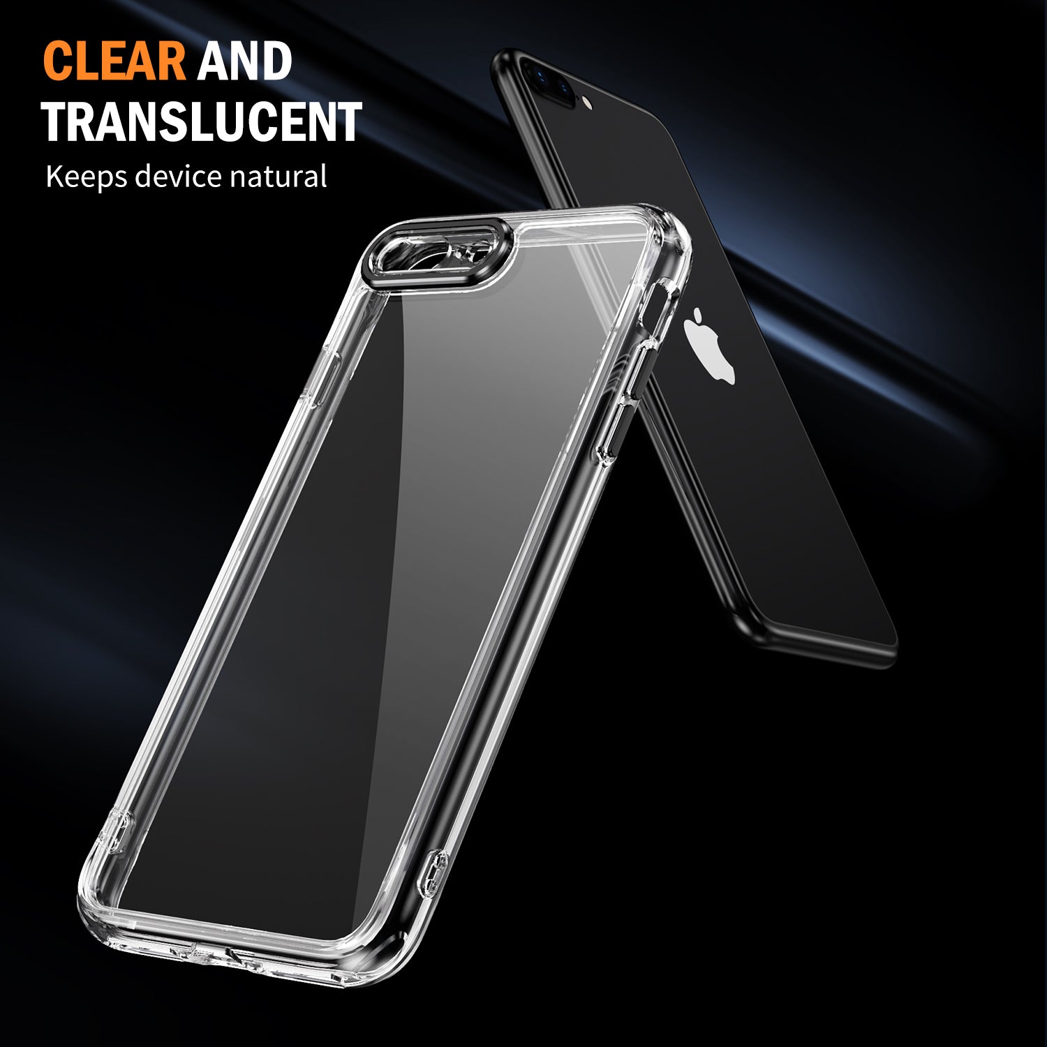 YSM Phone Cover for iPhone 6 Plus / 6s Plus / 7 Plus / 8 Plus Crystal Clear Acrylic+TPU Back Case - Black