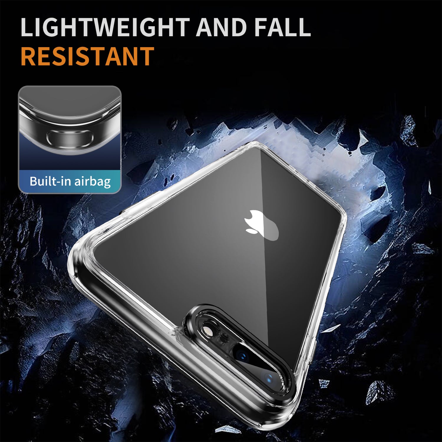 YSM Phone Cover for iPhone 6 Plus / 6s Plus / 7 Plus / 8 Plus Crystal Clear Acrylic+TPU Back Case - Black