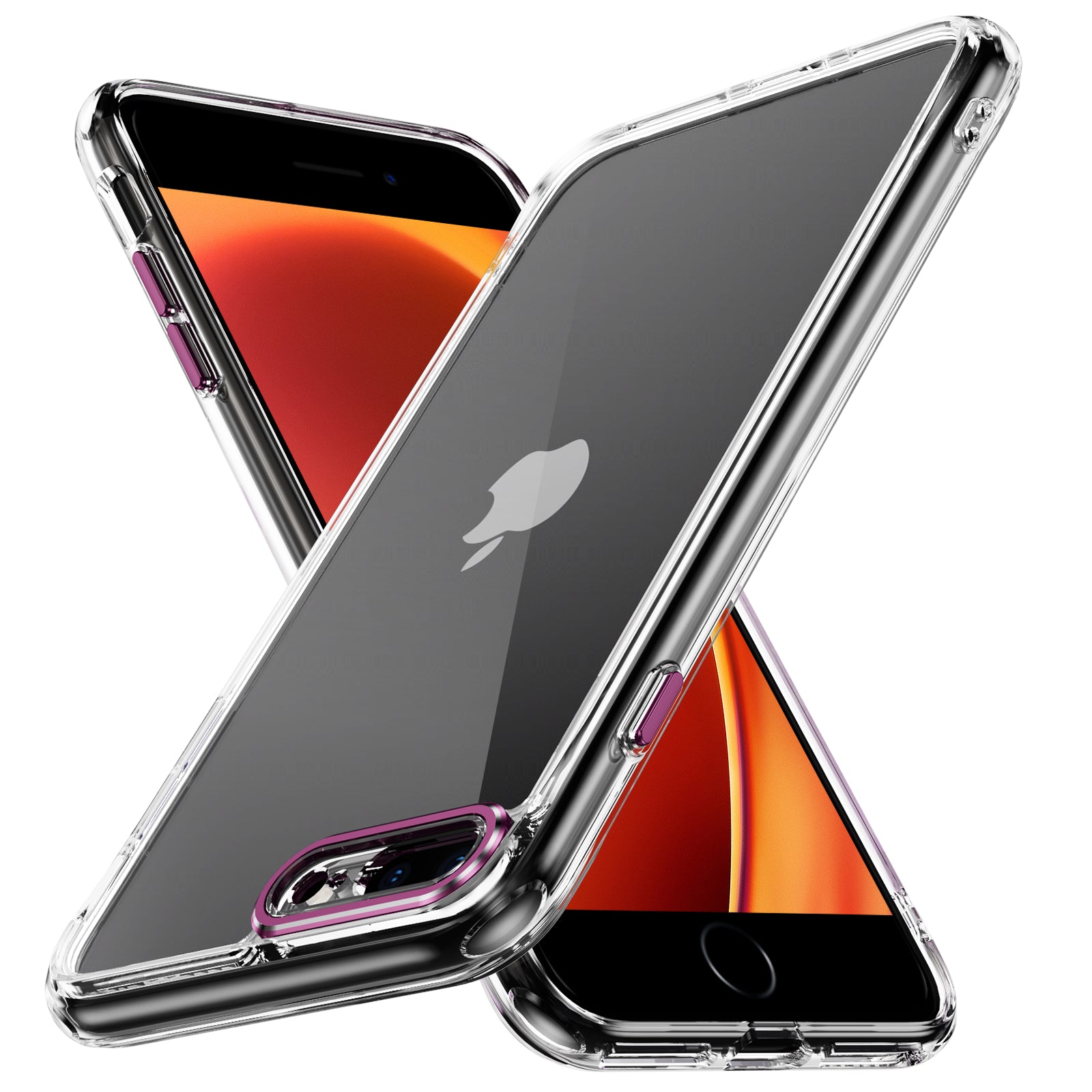 YSM Phone Cover for iPhone 6 Plus / 6s Plus / 7 Plus / 8 Plus Crystal Clear Acrylic+TPU Back Case - Black