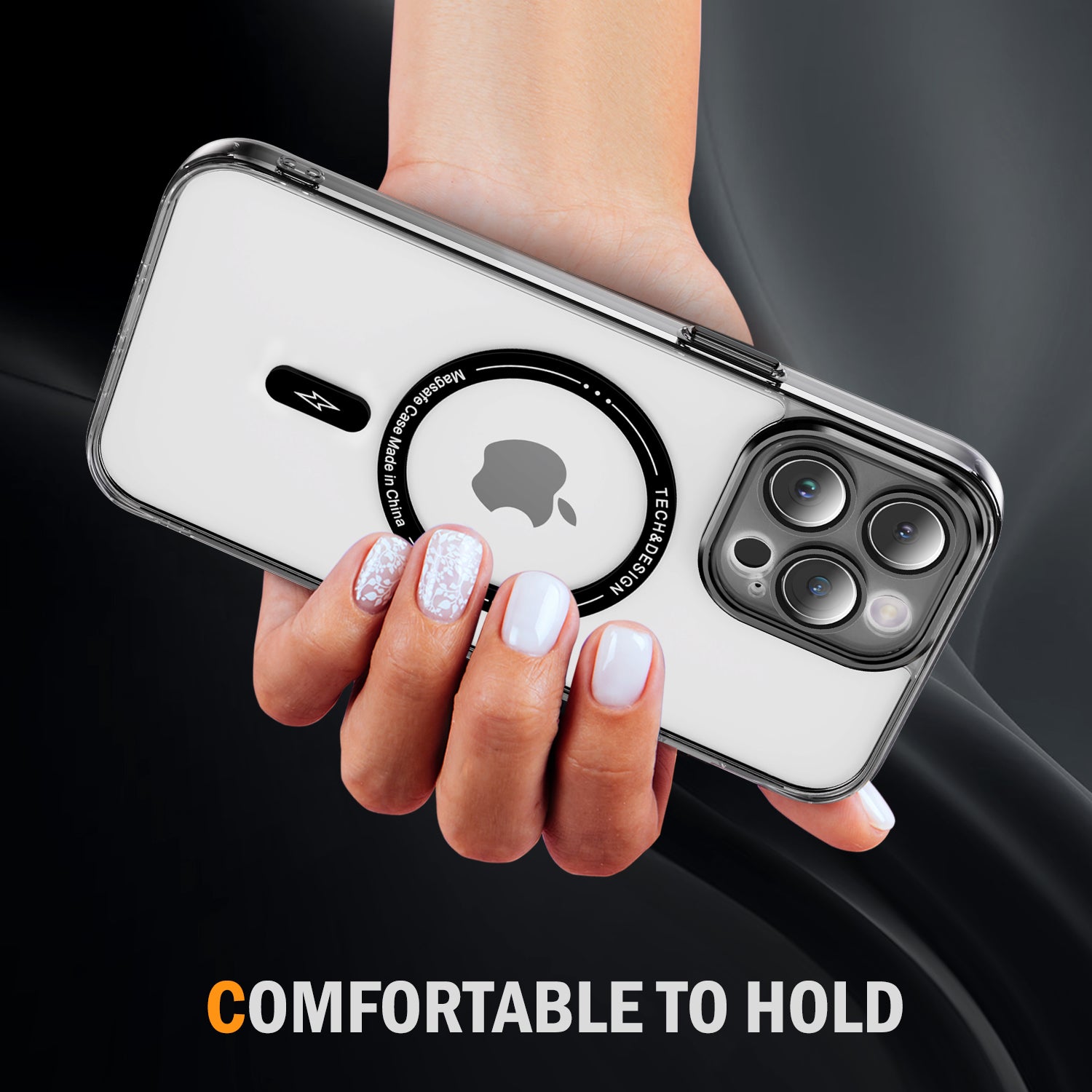 YSM For iPhone 14 Pro Max Magnetic Phone Case Precise Lens Cutout Clear Cover Compatible with MagSafe - Transparent Black