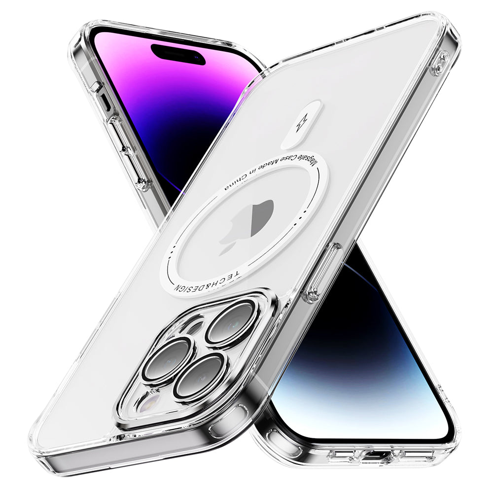 YSM For iPhone 14 Pro Max Magnetic Phone Case Precise Lens Cutout Clear Cover Compatible with MagSafe - Transparent Black