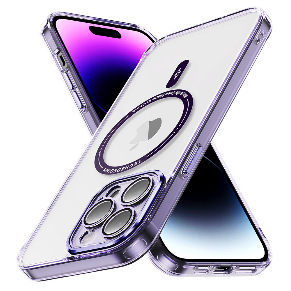YSM For iPhone 14 Pro Max Magnetic Phone Case Precise Lens Cutout Clear Cover Compatible with MagSafe - Transparent Black
