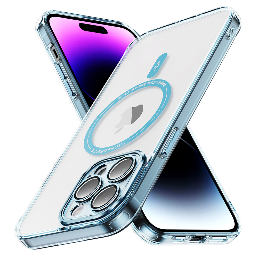 YSM For iPhone 14 Pro Max Magnetic Phone Case Precise Lens Cutout Clear Cover Compatible with MagSafe - Transparent Black