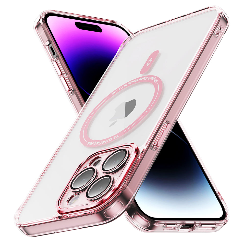 YSM For iPhone 14 Pro Max Magnetic Phone Case Precise Lens Cutout Clear Cover Compatible with MagSafe - Transparent Black