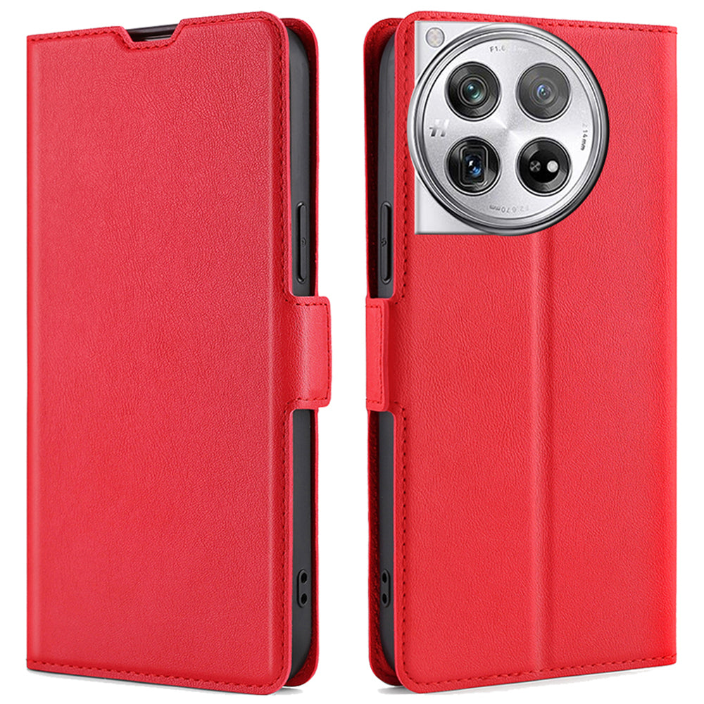 PU Leather Phone Case for OnePlus 12 5G Card Slots Cell Phone Cover Drop Protection Shell - Black