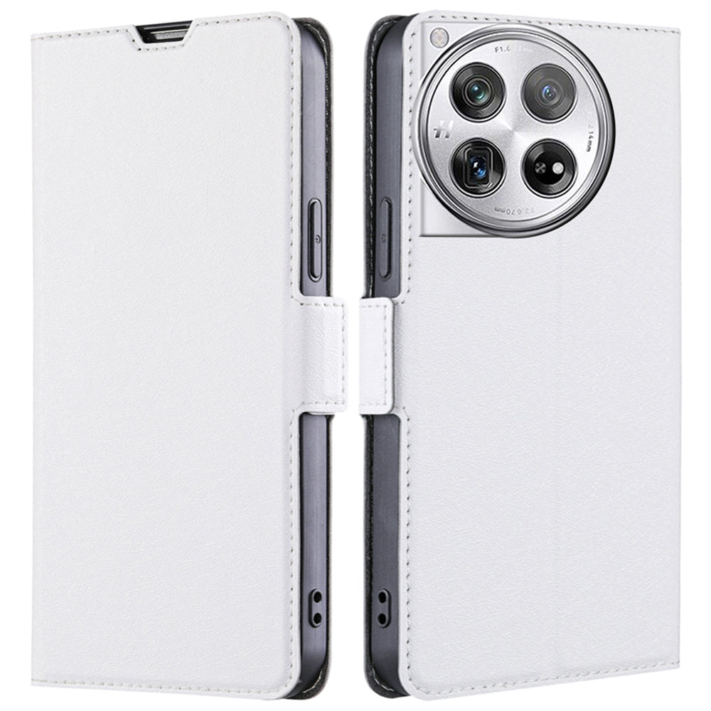 PU Leather Phone Case for OnePlus 12 5G Card Slots Cell Phone Cover Drop Protection Shell - Black