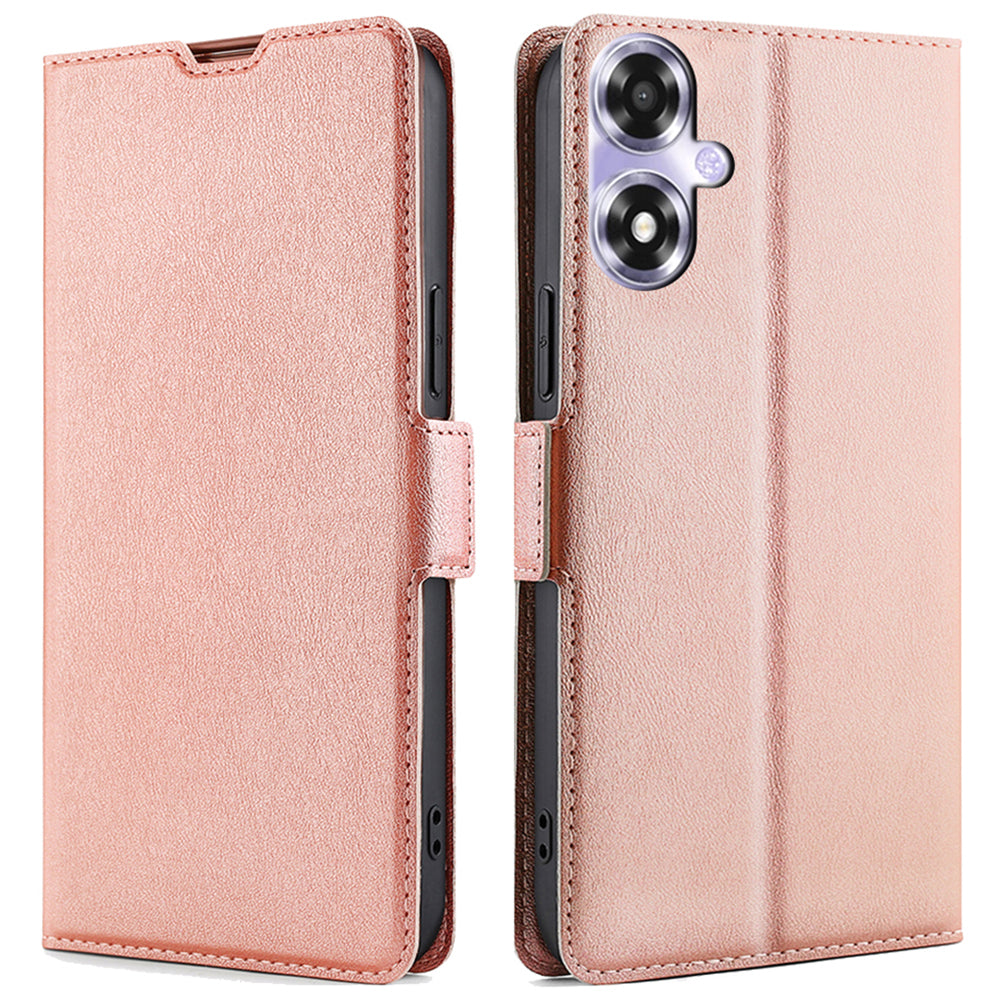 For Oppo A2x 5G / A2m 5G Shockproof Leather Folio Phone Cover with Card Slots Magnetic Protection - Rose Gold
