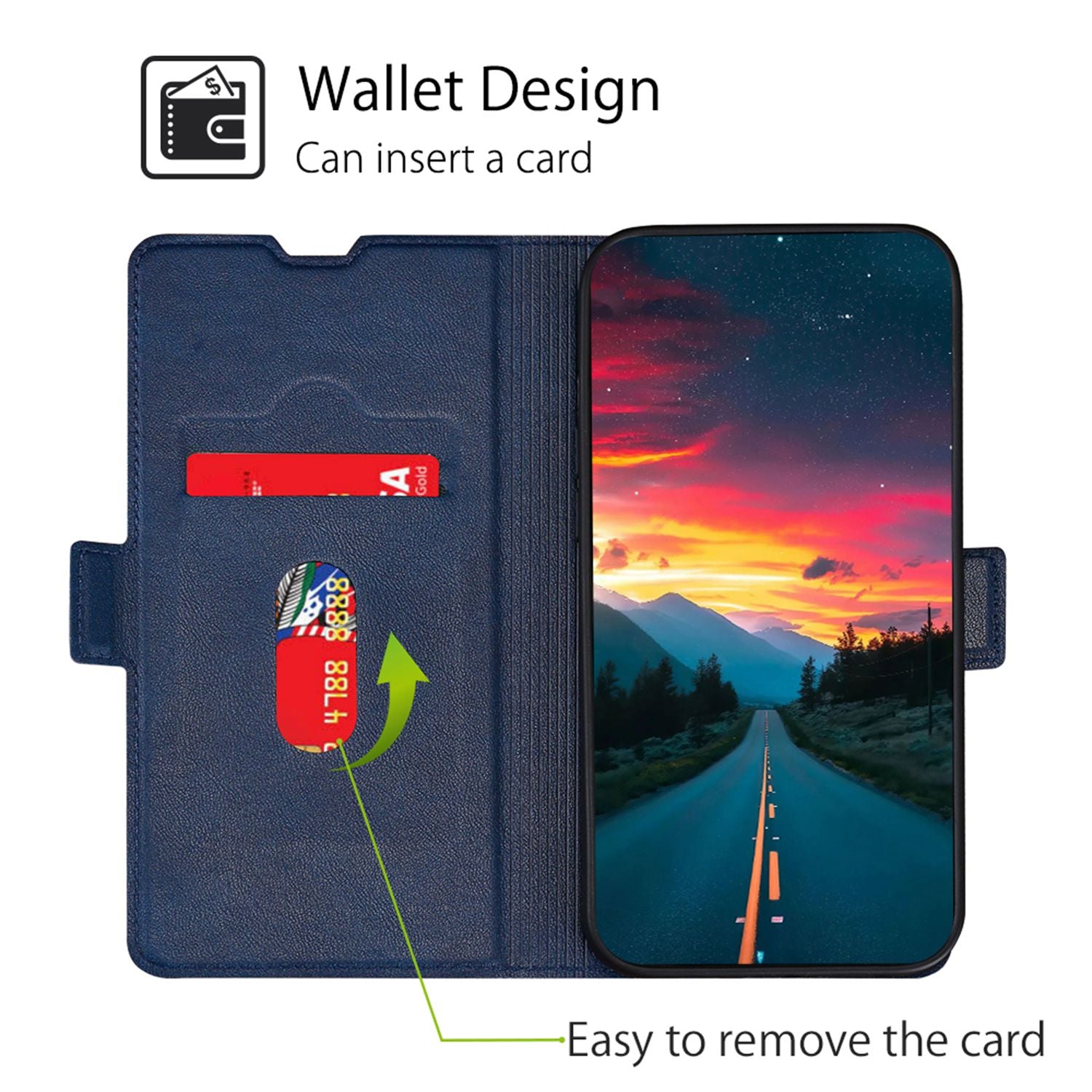 For Honor X50i+ 5G Phone Cover Magnetic PU Leather Folio Phone Case with Card Slots - Blue