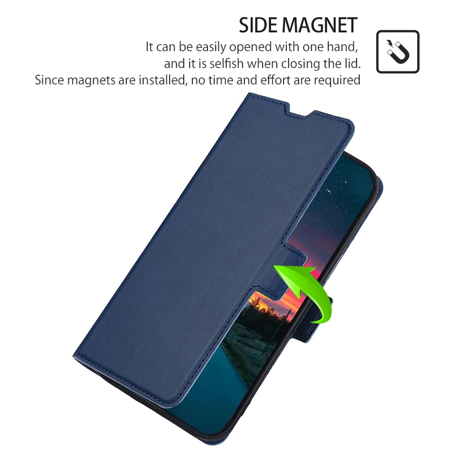 For Honor X50i+ 5G Phone Cover Magnetic PU Leather Folio Phone Case with Card Slots - Blue