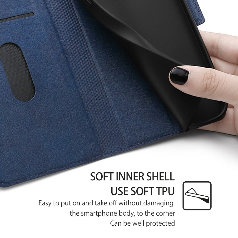 For Honor X50i+ 5G Phone Cover Magnetic PU Leather Folio Phone Case with Card Slots - Blue