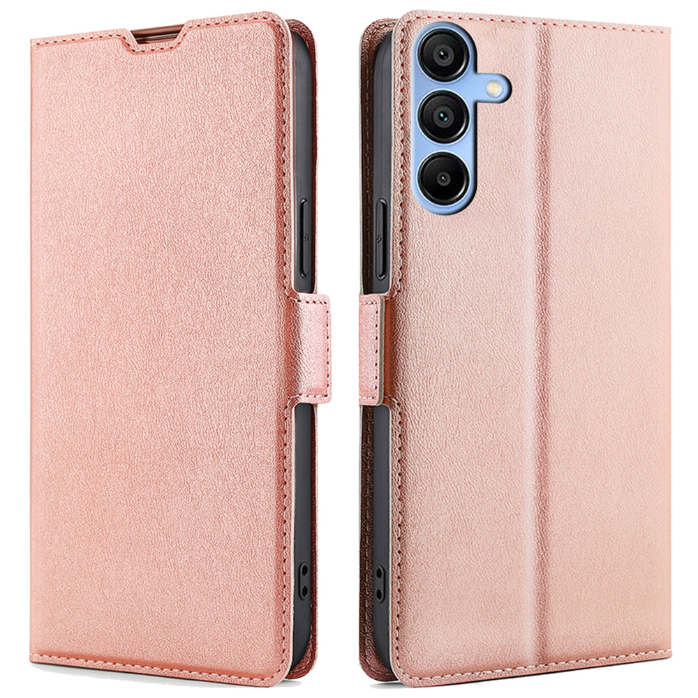 Phone Case for Samsung Galaxy A15 5G / 4G PU Leather Flip Phone Cover with Card Slots - Rose Gold