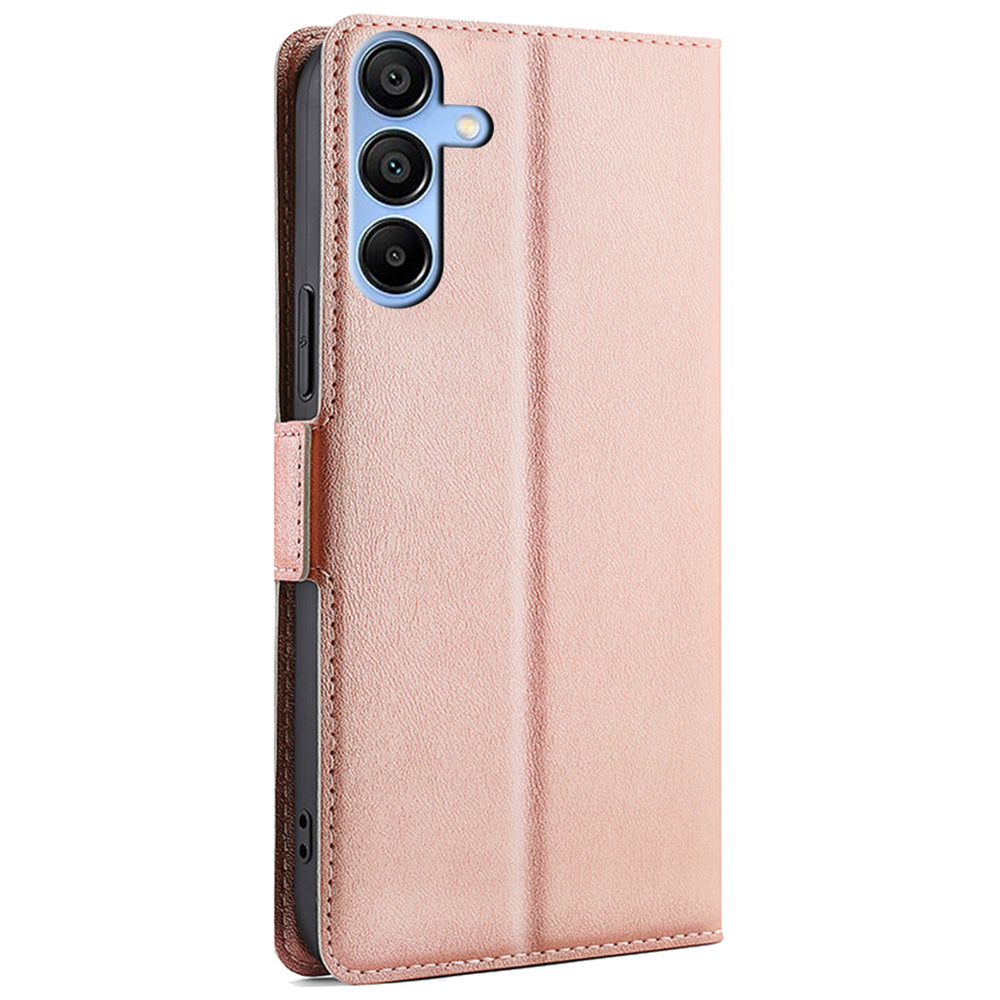 Phone Case for Samsung Galaxy A15 5G / 4G PU Leather Flip Phone Cover with Card Slots - Rose Gold