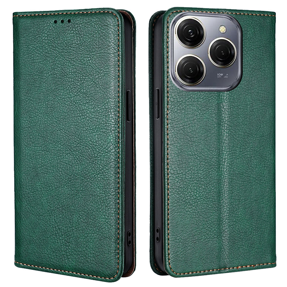 For Transsion Tecno Spark 20 Pro Case Magnetic Closing PU Leather+TPU Solid Color Phone Stand Cover - Blue