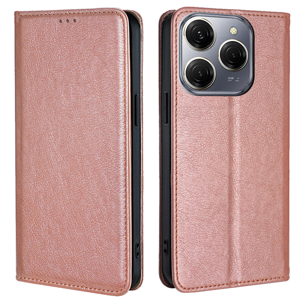 For Transsion Tecno Spark 20 Pro Case Magnetic Closing PU Leather+TPU Solid Color Phone Stand Cover - Blue
