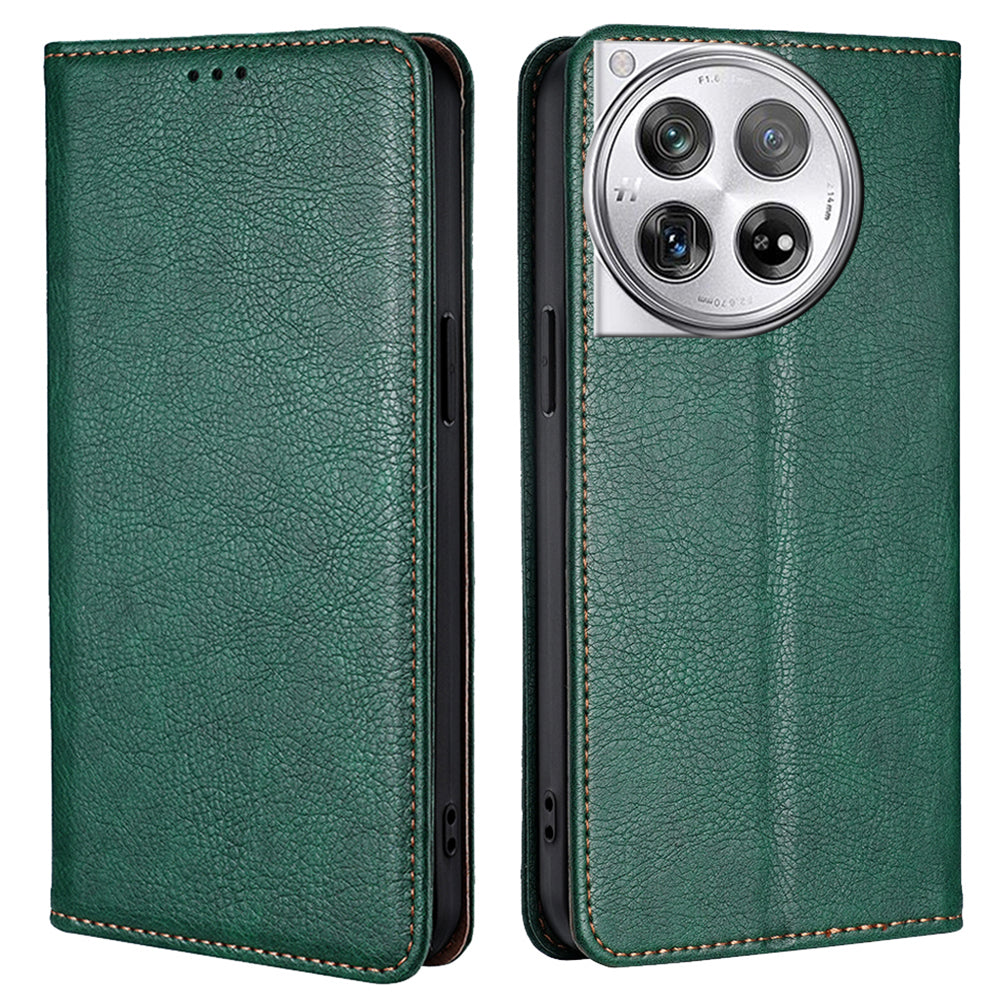 For OnePlus 12 5G Case Magnetic Anti-scratch PU Leather Wallet Card Slots Phone Cover - Black
