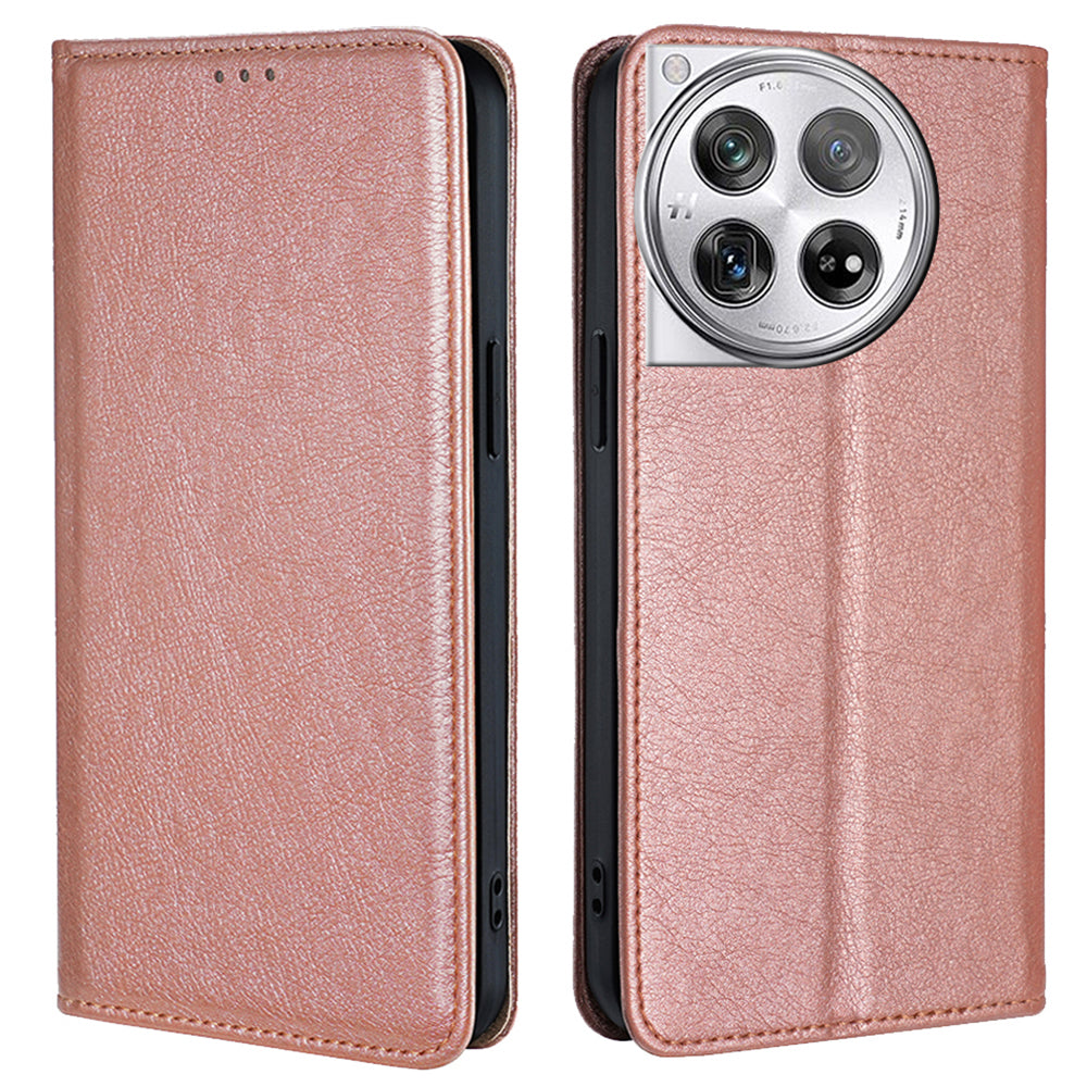 For OnePlus 12 5G Case Magnetic Anti-scratch PU Leather Wallet Card Slots Phone Cover - Black