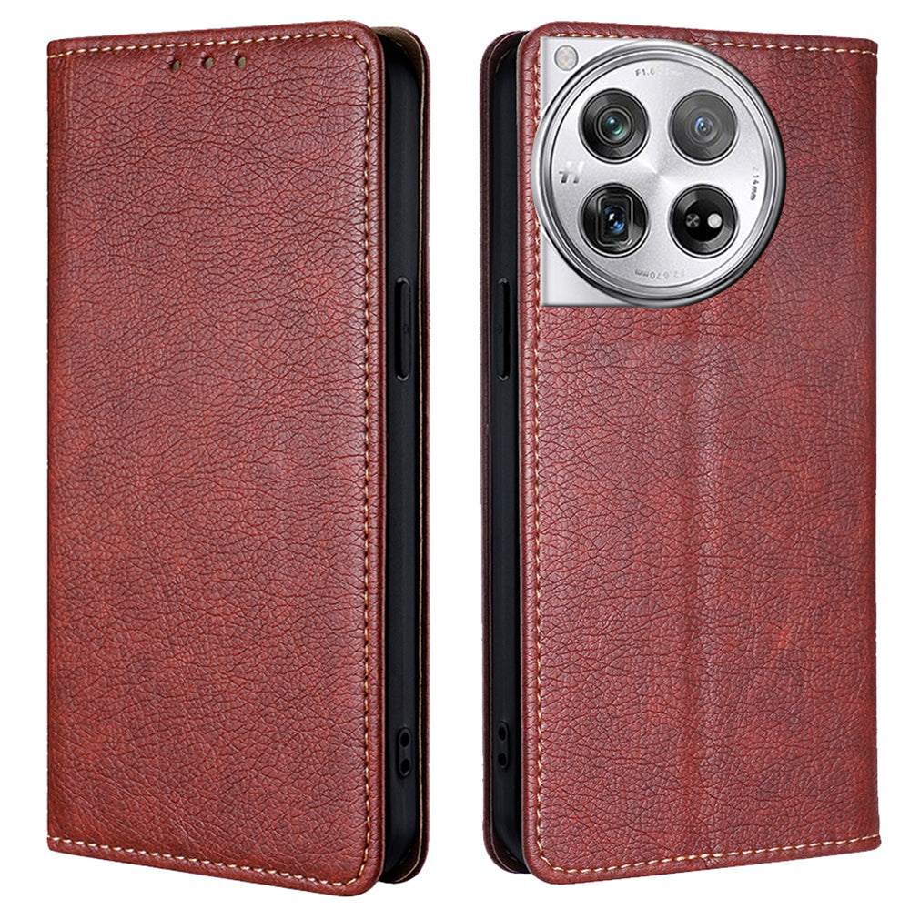 For OnePlus 12 5G Case Magnetic Anti-scratch PU Leather Wallet Card Slots Phone Cover - Black