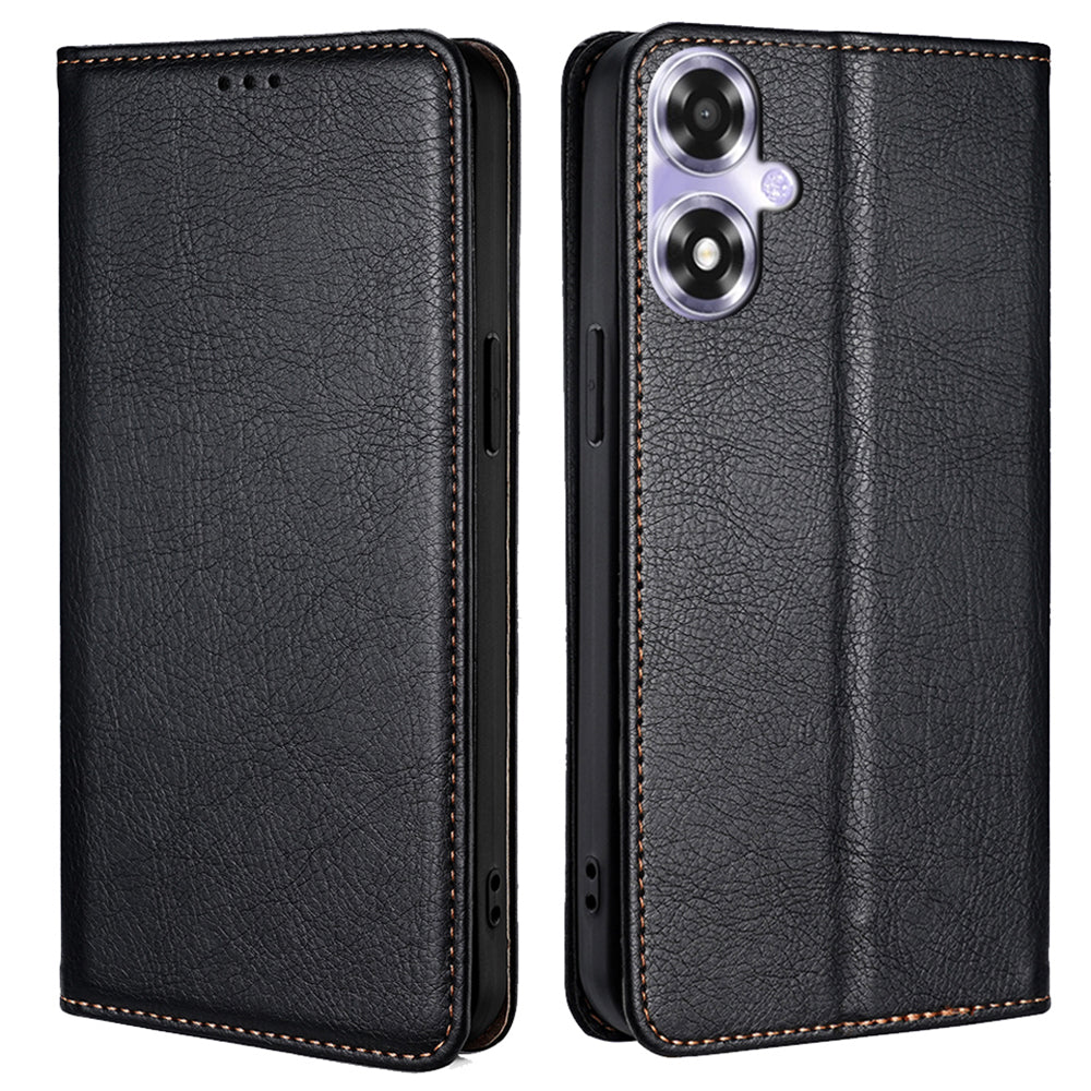 For Oppo A2m 5G / A2x 5G Case Wallet Card Slots Anti-scratch PU Leather Magnetic Cell Phone Cover - Black