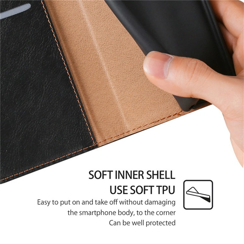 For Oppo A2m 5G / A2x 5G Case Wallet Card Slots Anti-scratch PU Leather Magnetic Cell Phone Cover - Black