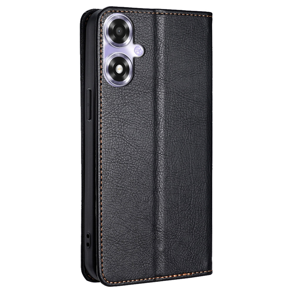For Oppo A2m 5G / A2x 5G Case Wallet Card Slots Anti-scratch PU Leather Magnetic Cell Phone Cover - Black