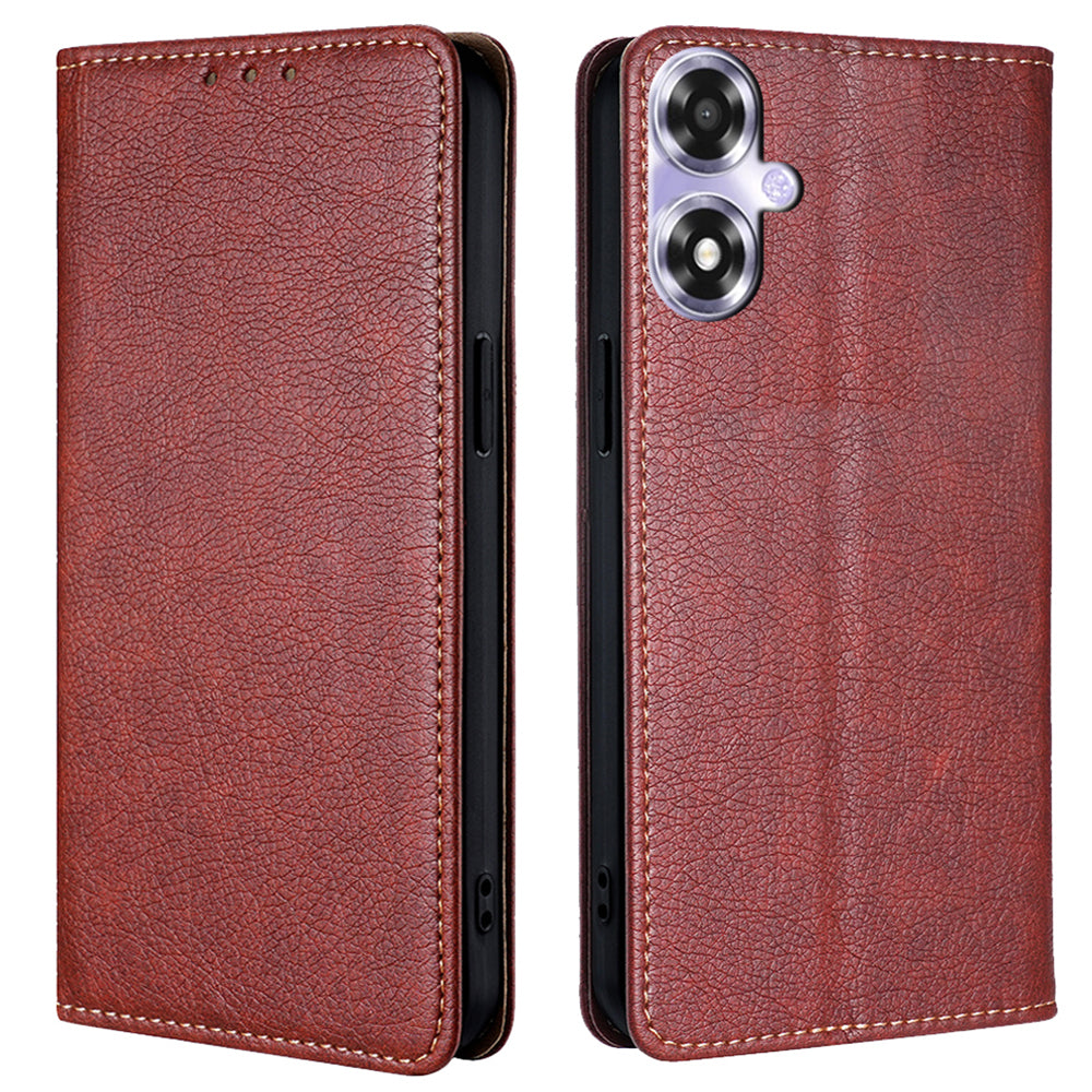 For Oppo A2m 5G / A2x 5G Case Wallet Card Slots Anti-scratch PU Leather Magnetic Cell Phone Cover - Black