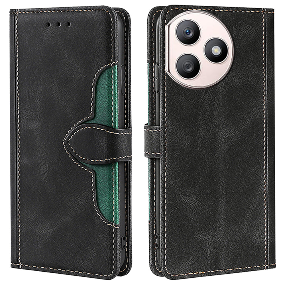 For Honor X50i+ 5G Wallet Case Skin-Feel Leather Stand Phone Cover - Black