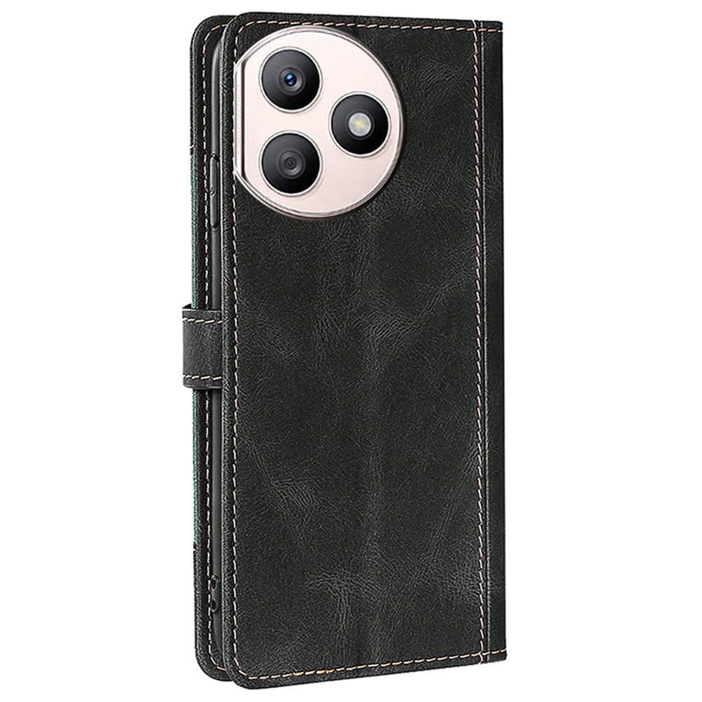 For Honor X50i+ 5G Wallet Case Skin-Feel Leather Stand Phone Cover - Black