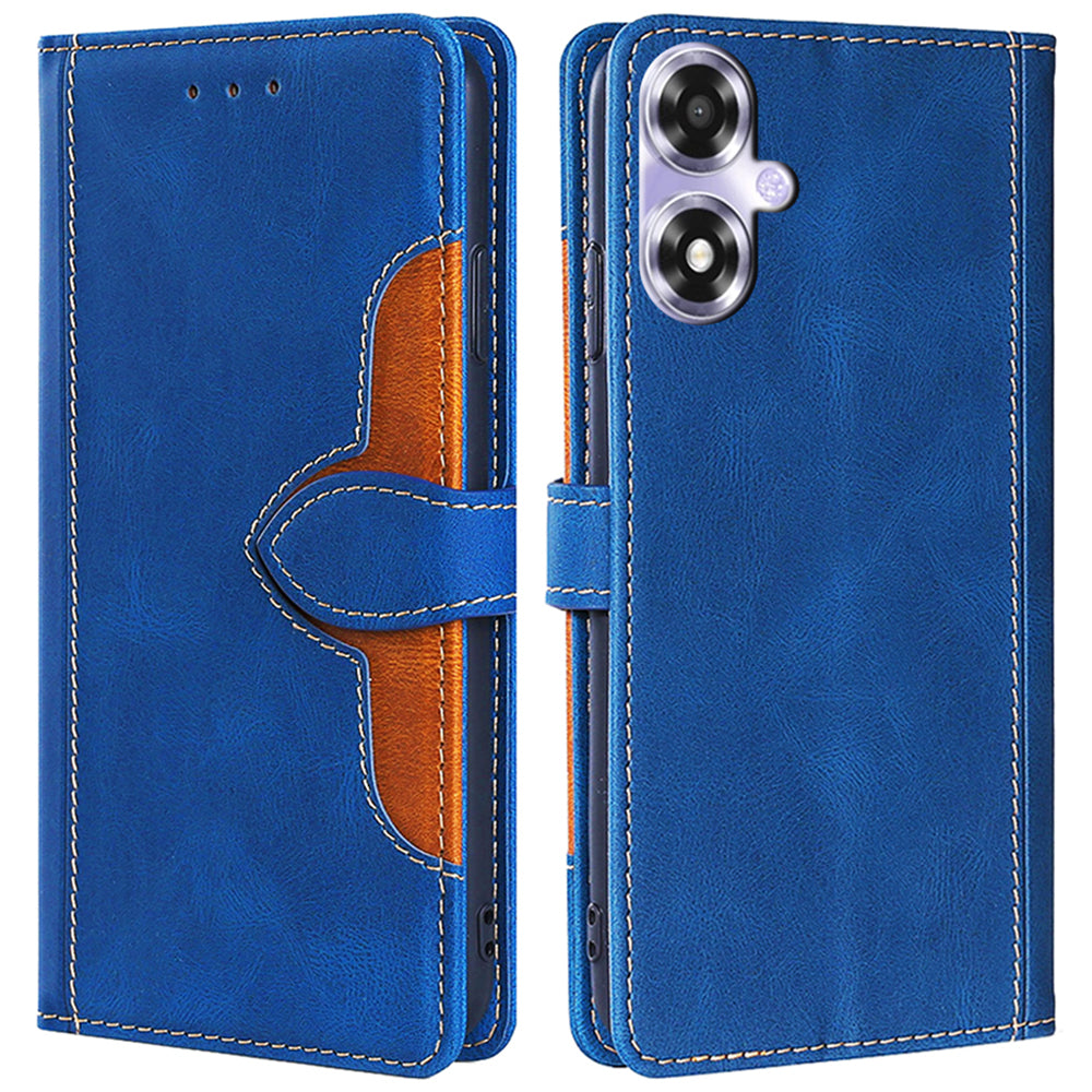 For Oppo A2x 5G / A2m 5G Leather Case Stand Wallet Cover Straw Hat Pattern - Blue