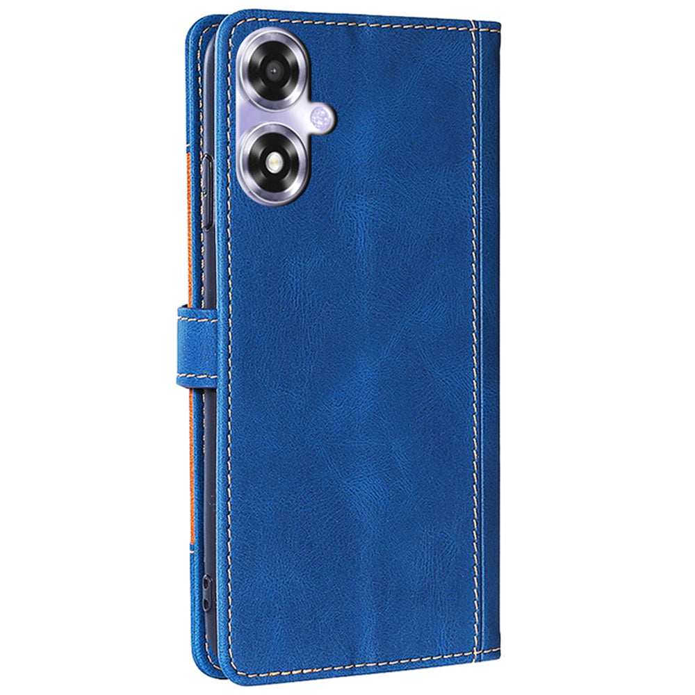 For Oppo A2x 5G / A2m 5G Leather Case Stand Wallet Cover Straw Hat Pattern - Blue