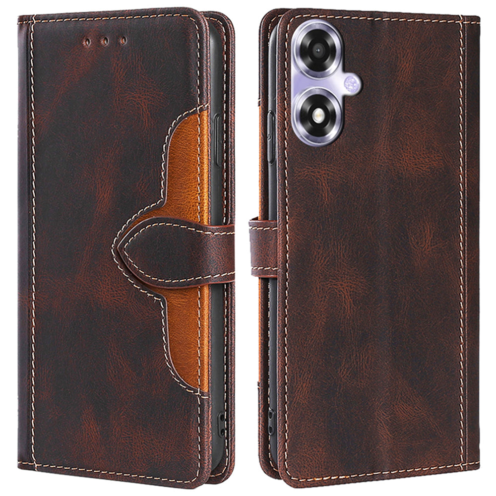 For Oppo A2x 5G / A2m 5G Leather Case Stand Wallet Cover Straw Hat Pattern - Blue