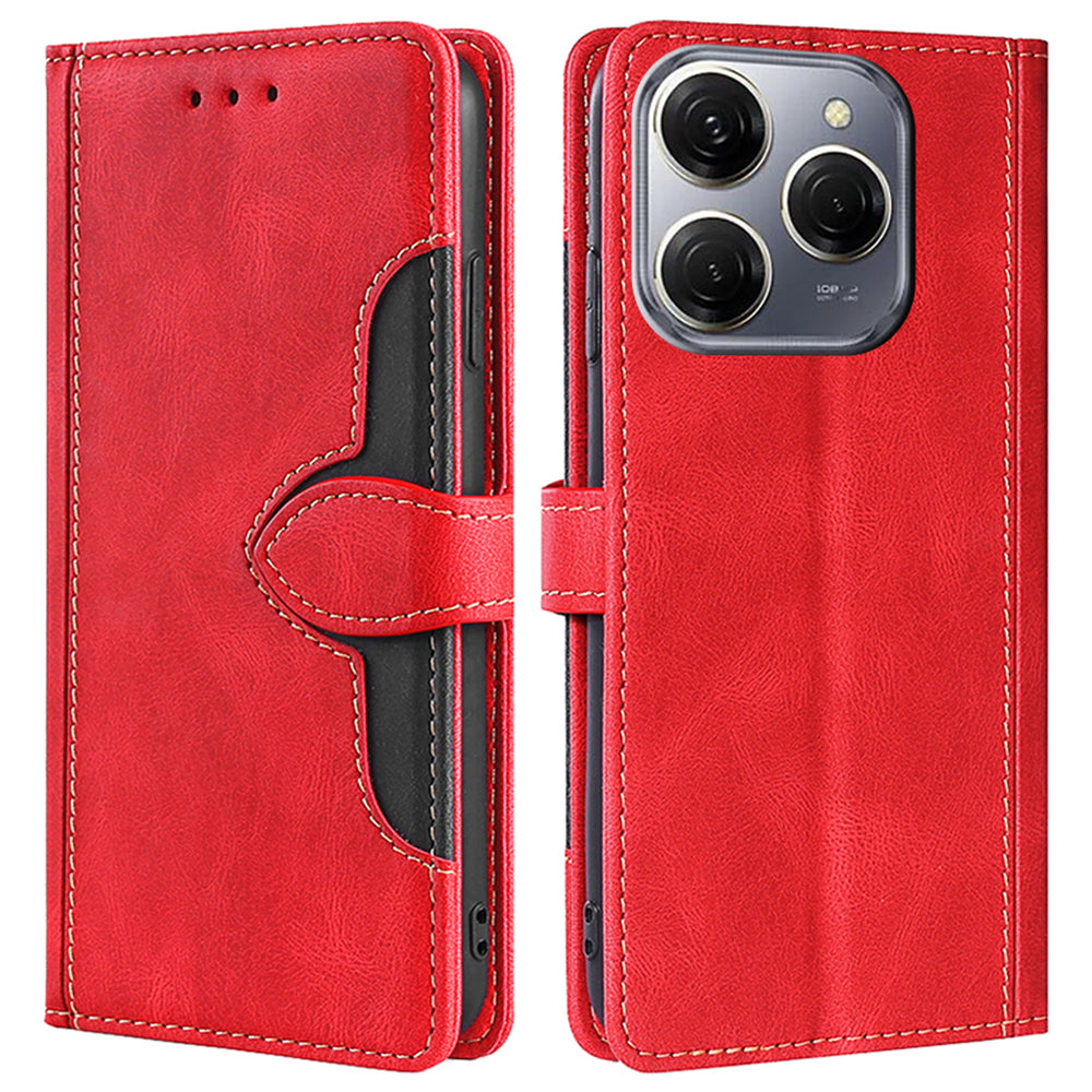 For Transsion Tecno Spark 20 Pro Cell Phone Case Straw Hat Design Skin-touch Wallet PU Leather Stand Cover - Brown