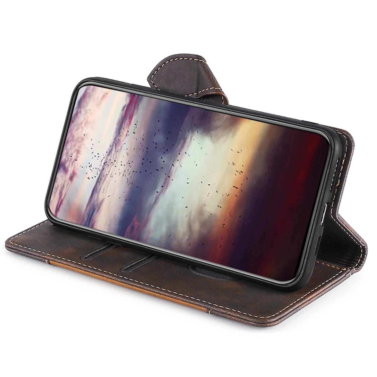 For Samsung Galaxy A15 4G / A15 5G Cover Straw Hat Design PU Leather Stand Wallet Cell Phone Case - Brown