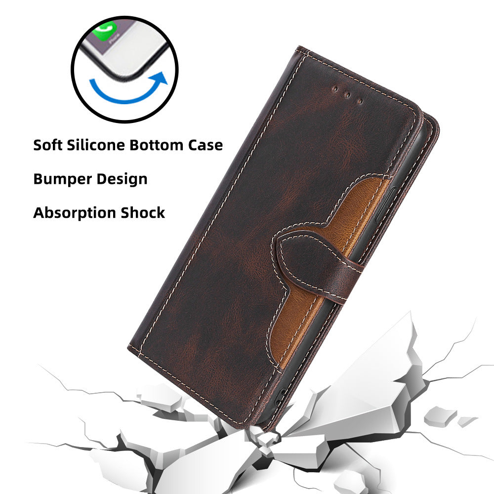 For Samsung Galaxy A15 4G / A15 5G Cover Straw Hat Design PU Leather Stand Wallet Cell Phone Case - Brown
