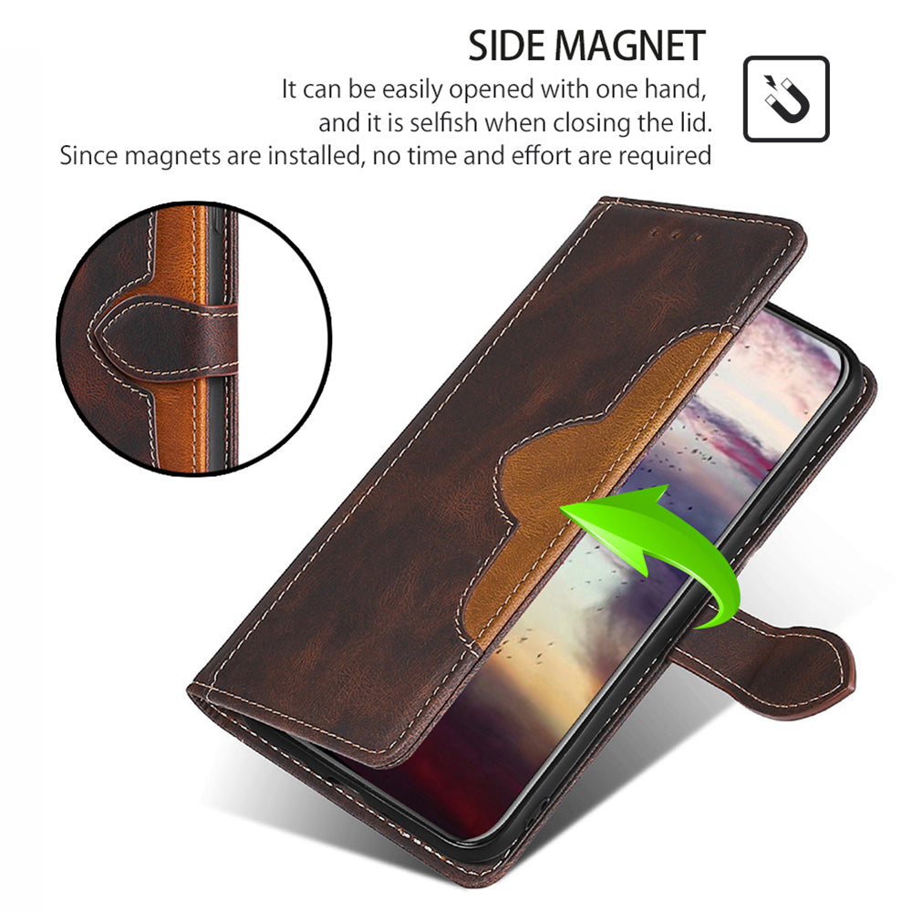 For Samsung Galaxy A15 4G / A15 5G Cover Straw Hat Design PU Leather Stand Wallet Cell Phone Case - Brown