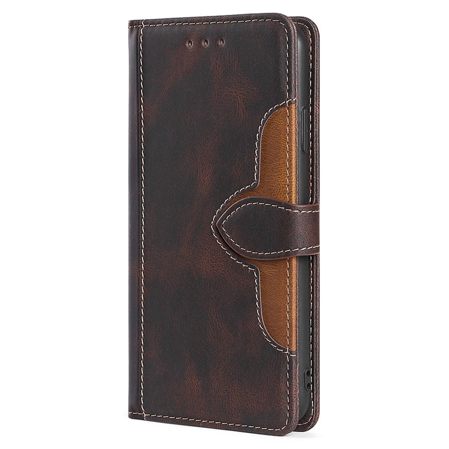 For Samsung Galaxy A15 4G / A15 5G Cover Straw Hat Design PU Leather Stand Wallet Cell Phone Case - Brown